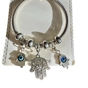 Silver Hamsa Charm Bracelet
